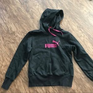 Puma black hoodie with magenta accents size sm